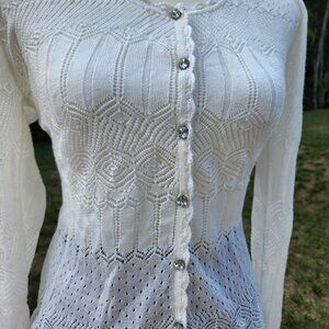 Authentic 90's Boho Romantic cottagecore boho crochet lace cardigan sweater